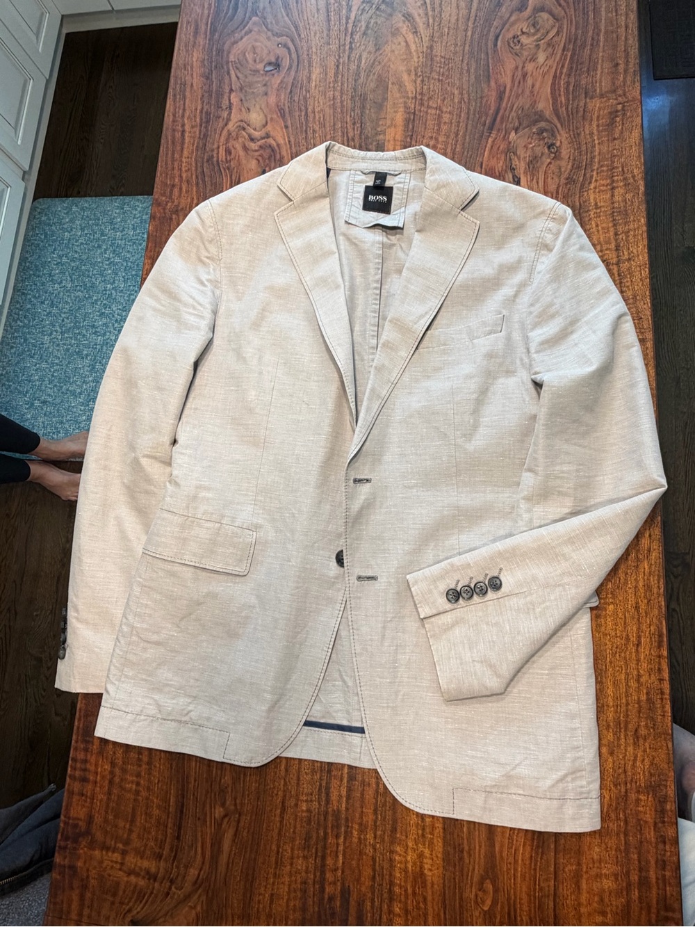 BOSS Men's Light Grey Linen-Blend Blazer